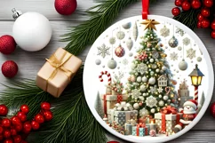 Round Christmas Ornament Sublimation|Clipart Product Image 1