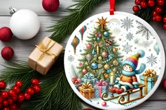 Round Christmas Ornament Sublimation|Clipart Product Image 1