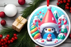 Round Christmas Ornament Sublimation|Clipart Product Image 1