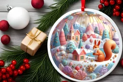 Colorful Pastel Round Squirrel Ornament PNG Product Image 2