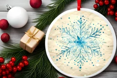 Snow Flake Christmas Round Cute Ornament Sublimation Product Image 1