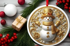 Round Christmas Ornament Sublimation|Clipart Product Image 1