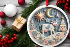 Colorful Pastel Round Cow Ornament PNG Product Image 2