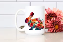 Vibrant Watercolor Rabbit Floral Half | Clipart Product Image 2