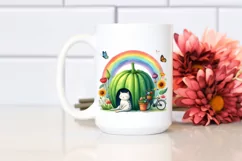Colorful Flower Scene | Rainbow Butterfly Bike Illustration Product Image 2