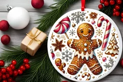 Round Christmas Ornament Sublimation|Clipart Product Image 1