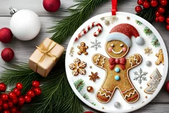 Round Christmas Ornament Sublimation|Clipart Product Image 1
