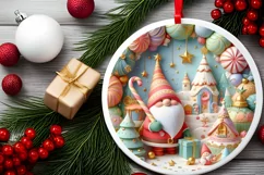 Colorful Frog Scene Round Ornament Sublimation PNG Product Image 2