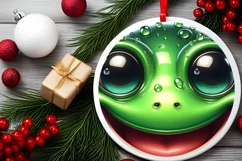 Frog Christmas Round Ornament Sublimation PNG Product Image 2