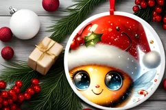 Bee Christmas Round Ornament Sublimation PNG Product Image 2