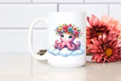 Cute Cartoon-Style Octopus Sitting PNG Product Image 2
