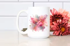 Pinkish Watercolor Particles with Golden Foil | Sublimation Product Image 2