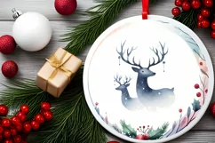Colorful Watercolor Reindeer Ornament Product Image 2
