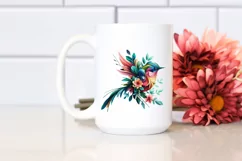 Vibrant Bird with Flowers, Abstract PNG Product Image 2