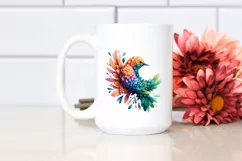 Vibrant Bird with Flowers, Abstract PNG Product Image 2