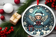 Round Christmas Ornament Sublimation|Clipart Product Image 1
