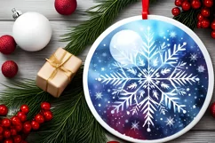 Watercolor Snow Flake Round Sublimation PNG Product Image 2