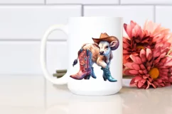 Colorful Baby Cow with Line Dancer Boots PNG Product Image 2