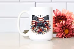 Watercolor Vintage Tractor with Flowers Clipart Product Image 2