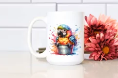 Colorful Baby Macaw in Bucket | Clipart Product Image 2