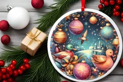 Round Christmas Ornament Sublimation|Clipart Product Image 2