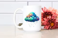 Colorful Cyan Watercolor Cloud | Clipart Product Image 2