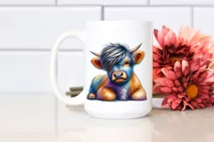 Cute Baby Highlandcow Sitting PNG Product Image 2