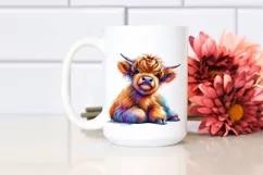 Cute Baby Highlandcow Sitting PNG Product Image 2