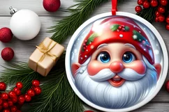 Gnome Christmas Round Ornament Sublimation PNG Product Image 2