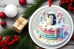Round Christmas Ornament Sublimation|Clipart Product Image 1