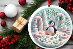 Round Christmas Ornament Sublimation|Clipart Product Image 1