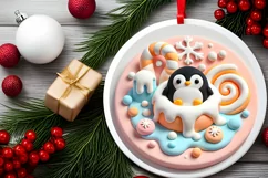 Round Christmas Ornament Sublimation|Clipart Product Image 1