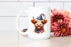 Enthusiastic Highland Cow with Party Hat Clipart Product Image 2