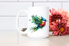 Vibrant Bird in Abstract Frame, Watercolor PNG Product Image 2