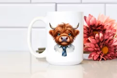 Cow Highland Tie Portrait Smiling | Sublimation | Clipart Product Image 2