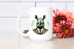 Boho Rhino Watercolor Portrait Clipart Product Image 2