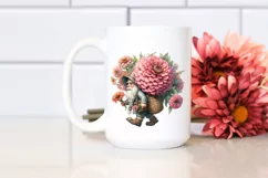 Detailed Watercolor of a Small Gnome Caring a Large Zinnia Product Image 2