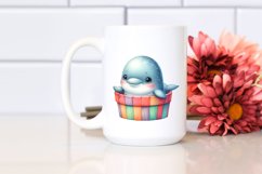 Adorable Baby Beluga Whale in Wooden Bucket | Clipart Product Image 2
