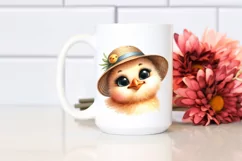 Watercolor Funny Chick Portrait | Sun Hat | Big Eyes Product Image 2