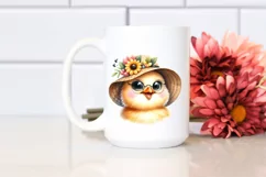 Watercolor Funny Chick Portrait | Sun Hat | Big Eyes Product Image 2