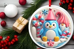 Round Christmas Ornament Sublimation|Clipart Product Image 1