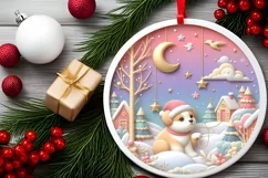 Playful Puppy Winter Ornament Sublimation PNG Product Image 2