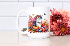 Baby Unicorn in Autumn Scene PNG Product Image 2