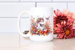 Colorful Baby Unicorn in Autumn Scene PNG Product Image 2