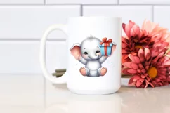 Baby Elephant with Gift Box, High-Quality PNG Product Image 2