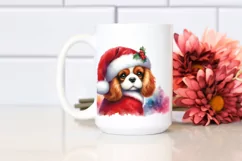 Cute Cavalier in Santa Hat, Transparent PNG Product Image 2