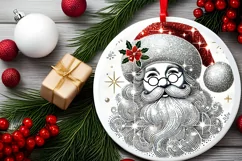 Round Christmas Ornament Sublimation|Clipart Product Image 1