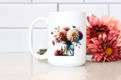Vibrant Jar with Large Dahlia Clipart Product Image 2