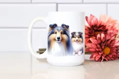 Fluffy Watercolor Shetland Sheepdog Clipart Product Image 2