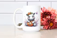 Cute Baby Hippo, Watercolor PNG Product Image 2